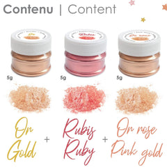 ScrapCooking, Set mit 3 Lebensmittelfarben, Gold, Roségold und Rubin, Metallic-Töne, 3 x 5 Gramm Naty Shop
