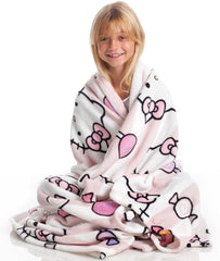 Hello Kitty Tagesdecke, rosa, weiche Decke 130 x 170 cm, Tagesdecke aus Mikrofaser oder Sofa-Tagesdecke. Qualität mit Ökotex-Zertifikat, Sanrio Beds and Blankets Besuchen Sie den Kanguru-Store