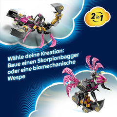 LEGO DREAMZzz 2in1 Albtraum-Skorpionbagger - Spielzeug in Wespenfigur verwandelbar - inkl. 3 Minifiguren und eine orangefarbene Schatzkreatur zum Sammeln – Geschenk für Jungen ab 7 Jahren – 71513
