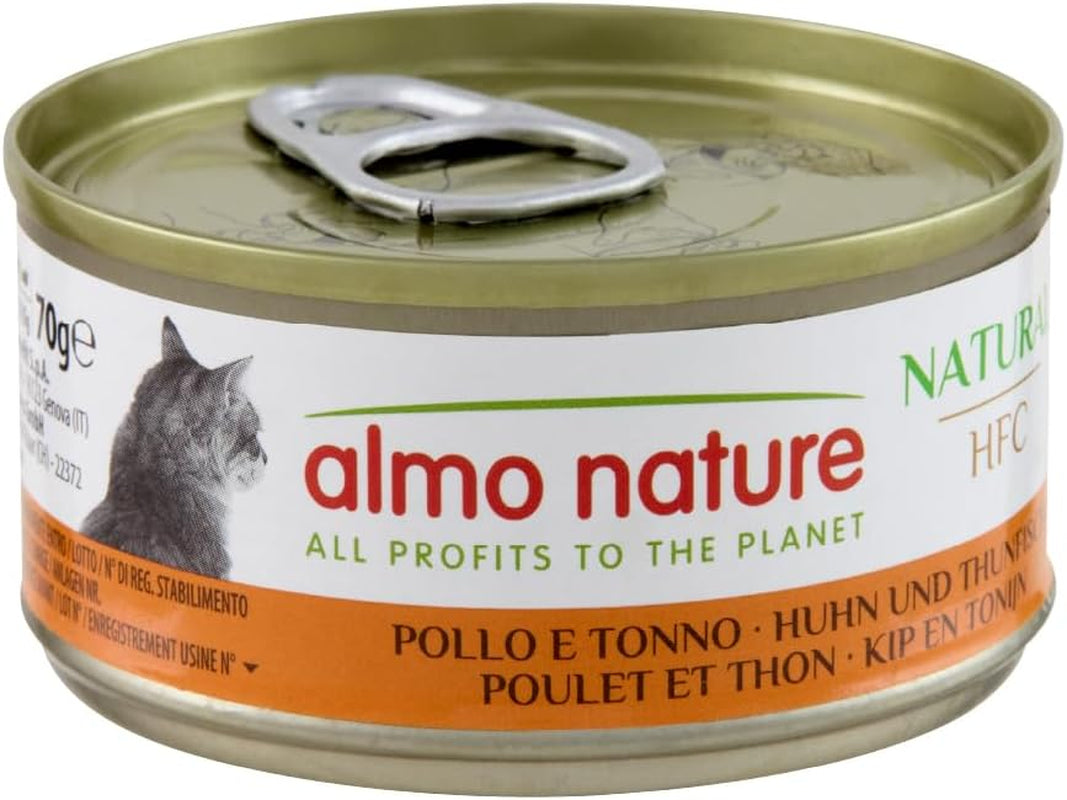 Almo Nature HFC Natural - Hrană umedă pentru pisici adulte - pui și ton - grad uman, fără gluten - 6 X 70G