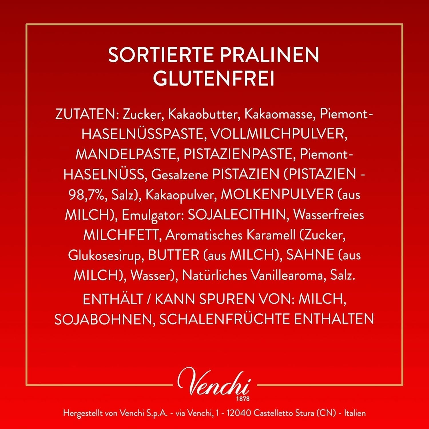 Venchi, Colecția de Crăciun, 230 grame Bomboane de Ciocolata Naty Shop