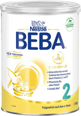 BEBA 2 - Folgemilch nach 6 Monaten, mit 5 HMO-Komplex, altersgerechter Proteingehalt, laktosefrei, palmölfrei, fischölfrei, Babynahrung, Babymilchpulver, 3er Pack (3 x 800g)