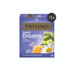 Twinings SWEET DREAMS Ceai de mușețel cu miere, portocale și flori de tei - Amestec dulce de ceaiuri din plante pentru îmbunătățirea naturală a calității somnului, pachet de 12 (10 pliculețe fiecare)