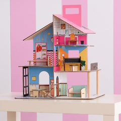Olivia'S Little World 360 Puppenhaus aus Holz für Kinder, 8,9 cm große Puppen und 12 Zubehörteile, mehrfarbig, TD-13260C, Puppenhäuser, Naty Shop