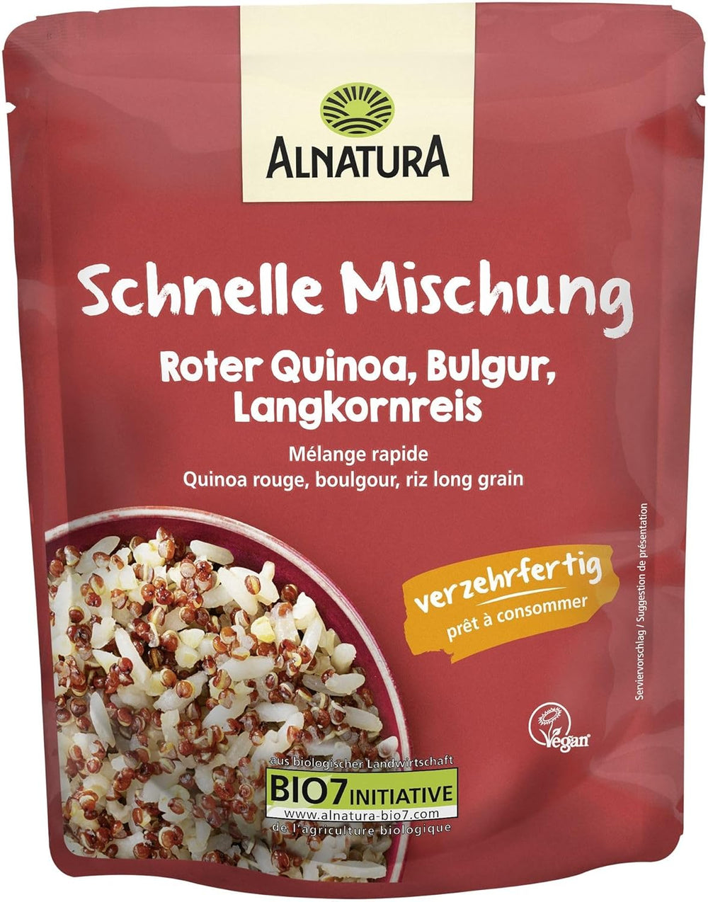 Schnelle Mischung aus rotem Quinoa, Bulgur, Langkornreis, 250 g