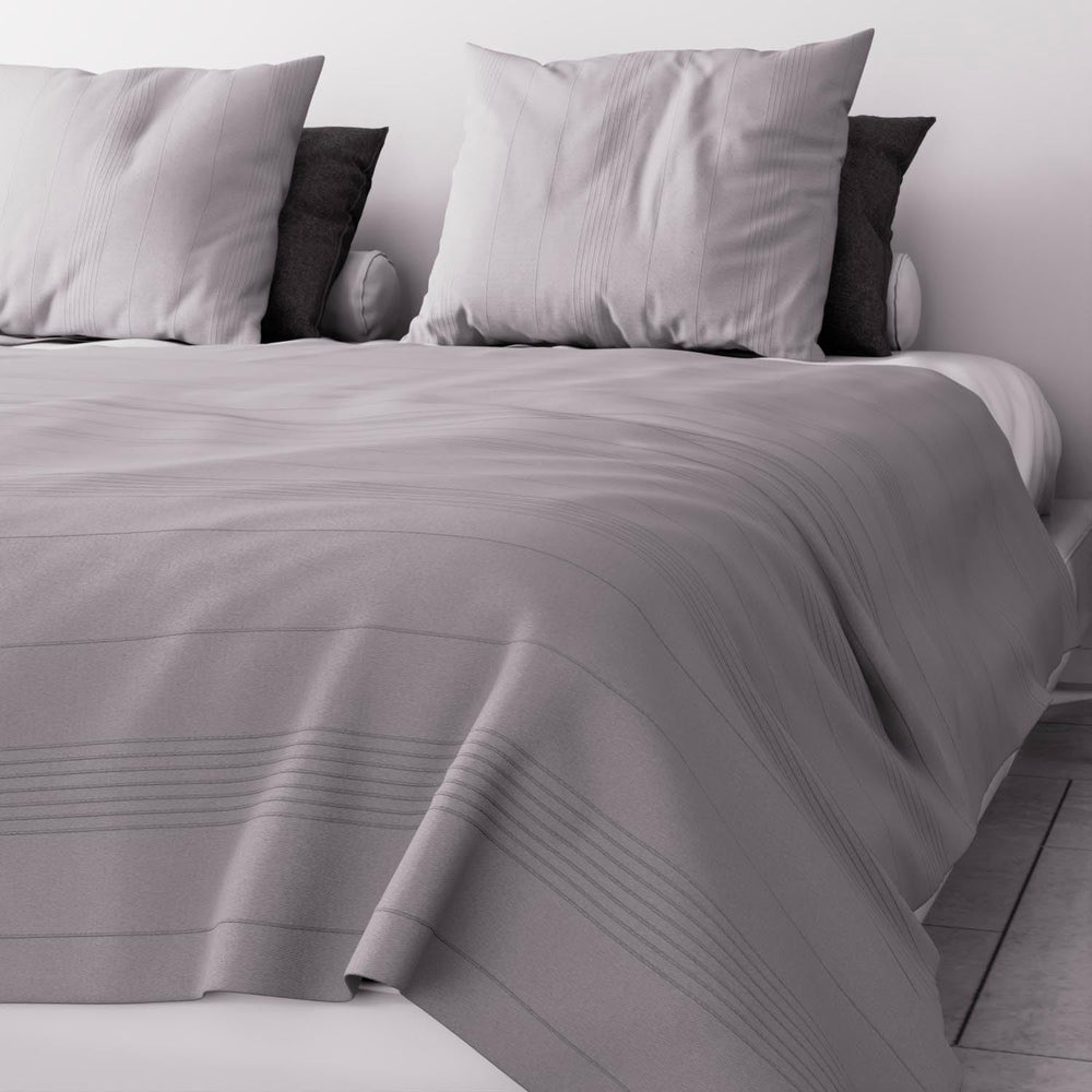 Soleil D'Ocre Adele, Zickzackbezug, vom Sofa geworfen, Polycoton, Grau, 220 x 240 cm Naty Shop Bettdecken und Steppdecken Grau 220 x 240 cm