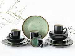 CreaTable, 23631, seria Jawa - glazură reactivă, set de veselă cu 16 piese, serviciu combinat din gresie, potrivit pentru mașina de spălat vase și cuptorul cu microunde, producție de calitate