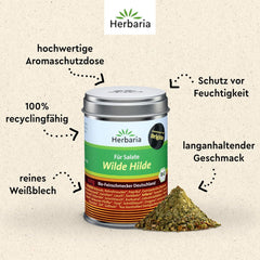 Herbaria Wilde Hilde bio 100g M-Dose-fertige Bio-Gewürzmischung - Salatgewürz für ausgefeilte Salate - mit erlesenen Zutaten - in nachhaltiger Aromaschutz-Dose