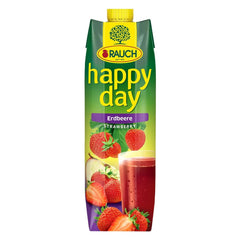 Rauch Happy Day Erdbeere | Intensiver Erdbeergeschmack | Verfeinert mit Äpfeln und Zitrone | 6X 1 Liter, Tetra Prisma Alkoholfreie Getränke Naty Shop