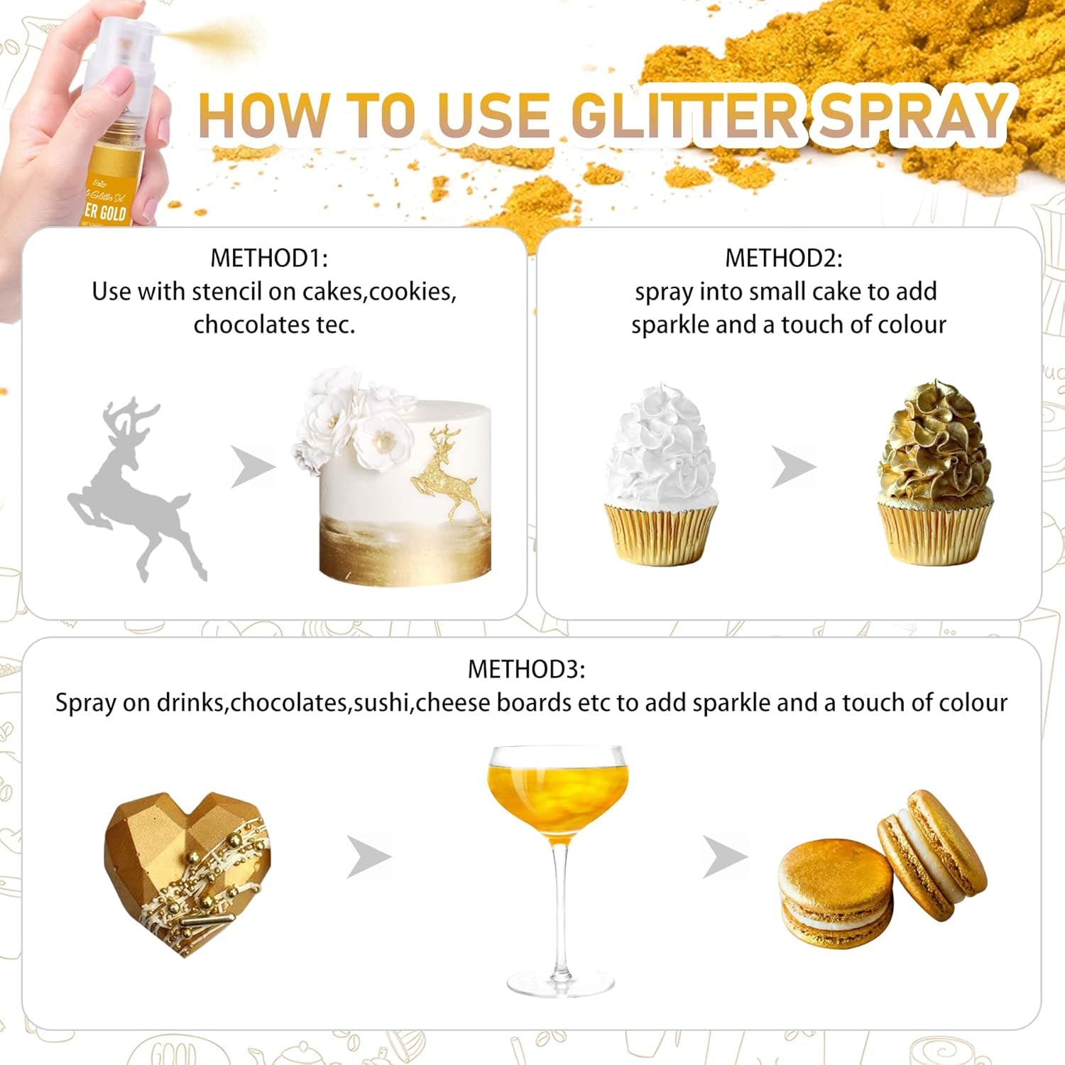 Spray cu sclipici comestibil - 22G sclipici alimentar, pudră cu sclipici comestibilă pentru băuturi, decorațiuni tort, macaroane - pudră cu sclipici colorant alimentar, sclipici comestibil pentru cocktailuri, brioșe (roz)