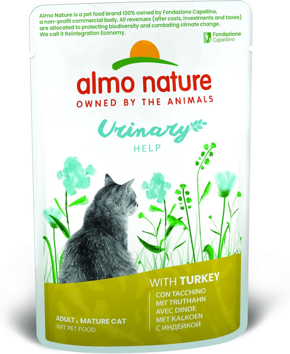 Almo Nature Holistic Urinary Help Hrană pentru pisici, hrană umedă pentru pisici adulte cu curcan. Pachet de 30 (30 X 70G)