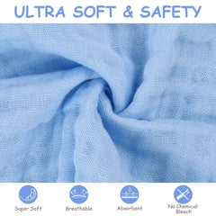 Baby-Musselin-Handtücher, Packung mit 8 saugfähigen Handtüchern aus Bio-Baumwolle, 25 x 25 cm. Mutter und Baby Naty Shop