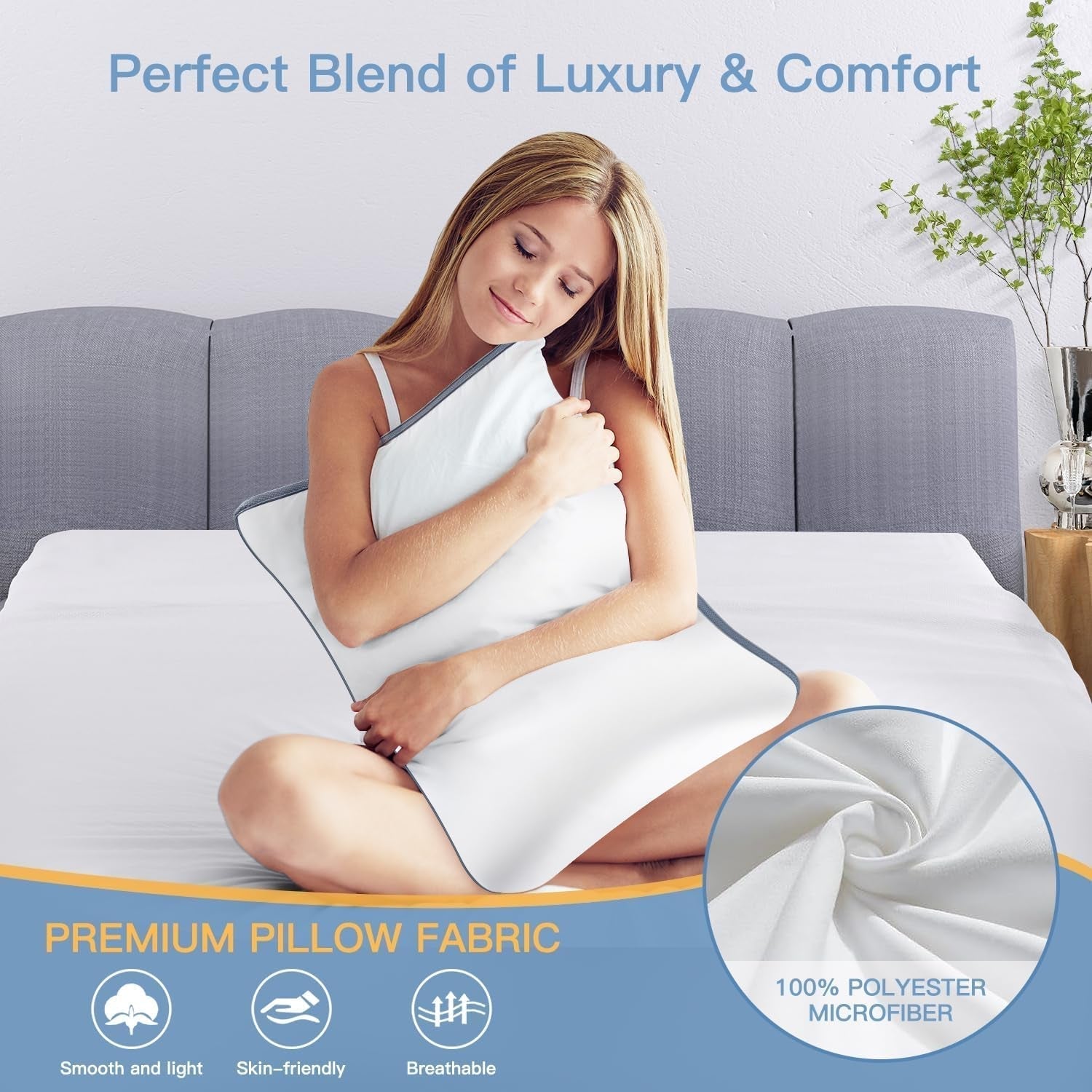 Pernă Maxzzz, pernă de lux, calitate hotelieră, pernă moale pentru dormit cu o parte din plasă respirabilă, pernă de pat elastică, pernă de susținere, umplutură din microfibră alternativă cu puf (dimensiune standard), 2 bucăți Perne standard Naty Shop