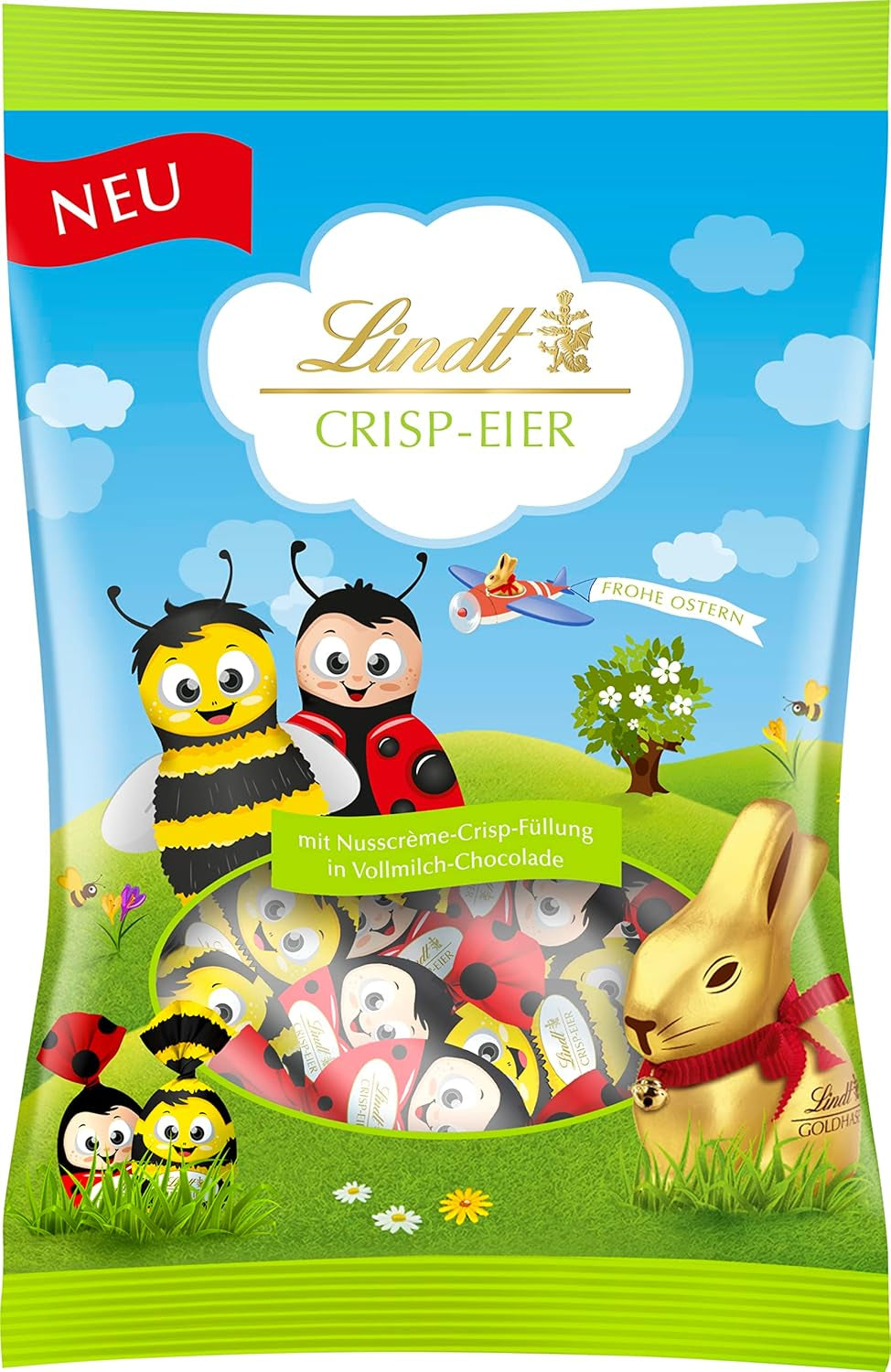Lindt Schokoladen-Knuspereier | 86g Beutel | Eier aus Alpenmilchschokolade mit zart knackiger Haselnusscremefüllung zu Ostern | Osterschokolade für Kinder | Geschenk aus Schokolade | Ostereier | Schokoladeneier