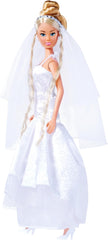 Simba 105733414 - Rochie de mireasă Steffi Love, asortată în 2 modele, este furnizat un singur articol, păpușă într-o rochie de mireasă frumoasă, 29 cm, vârste 3+