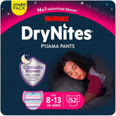Huggies Drynites Sehr saugfähige Nachtwindeln, für Mädchen 8-13 Jahre (30-48 kg), 52 Stück (4 x 13) Mutter und Kind Naty Shop