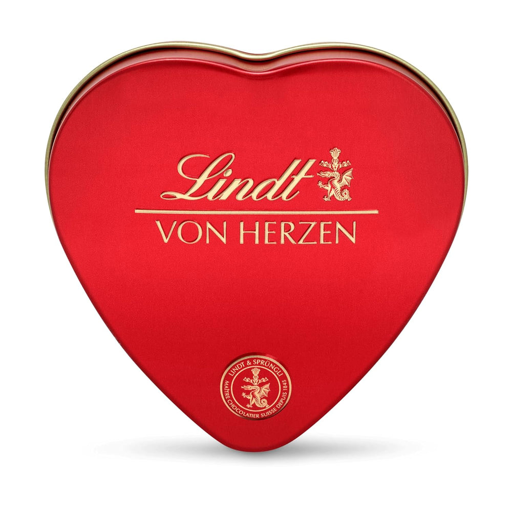 Lindt Schokolade von Herzen | 30 g | 6 Pralinen in Marc de Champagne, Coeur à l'Orange, knuspriger Milchschokolade, Orangen-Marzipan in einer wunderschönen herzförmigen Schachtel | Geschenk aus Schokolade | Schokoladengeschenk