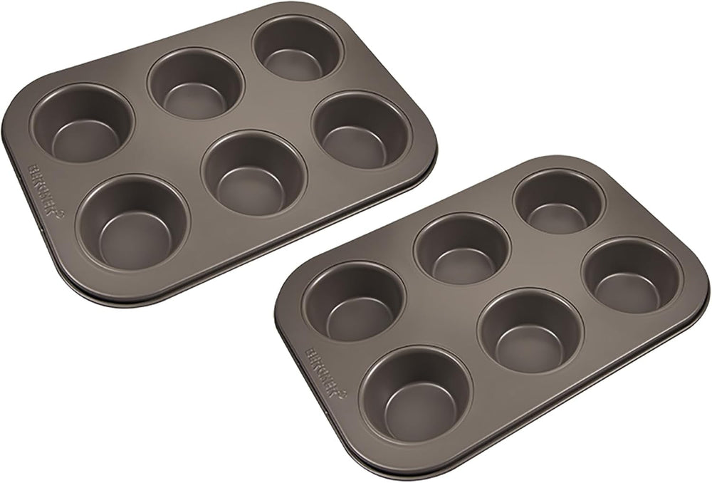 BERGNER BAKING LOVERS - Set Von 2 X 6 Cup Muffinformen - Kohlenstoffstahl Mit Ilag Essential, PFOA Frei, Leicht Zu Reinigen Formen und Bleche zum Backen Naty Shop 26,5 cm | 18,5 cm | 3 cm