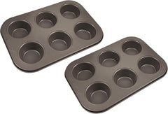BERGNER BAKING LOVERS - Set Von 2 X 6 Cup Muffinformen - Kohlenstoffstahl Mit Ilag Essential, PFOA Frei, Leicht Zu Reinigen Formen und Bleche zum Backen Naty Shop 26,5 cm | 18,5 cm | 3 cm