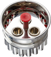 Städter 966056 Formă de biscuiți Linzer cu ejector, 3 găuri, oțel inoxidabil, argintiu/roșu, 4,8 x 4,8 x 4,8 cm