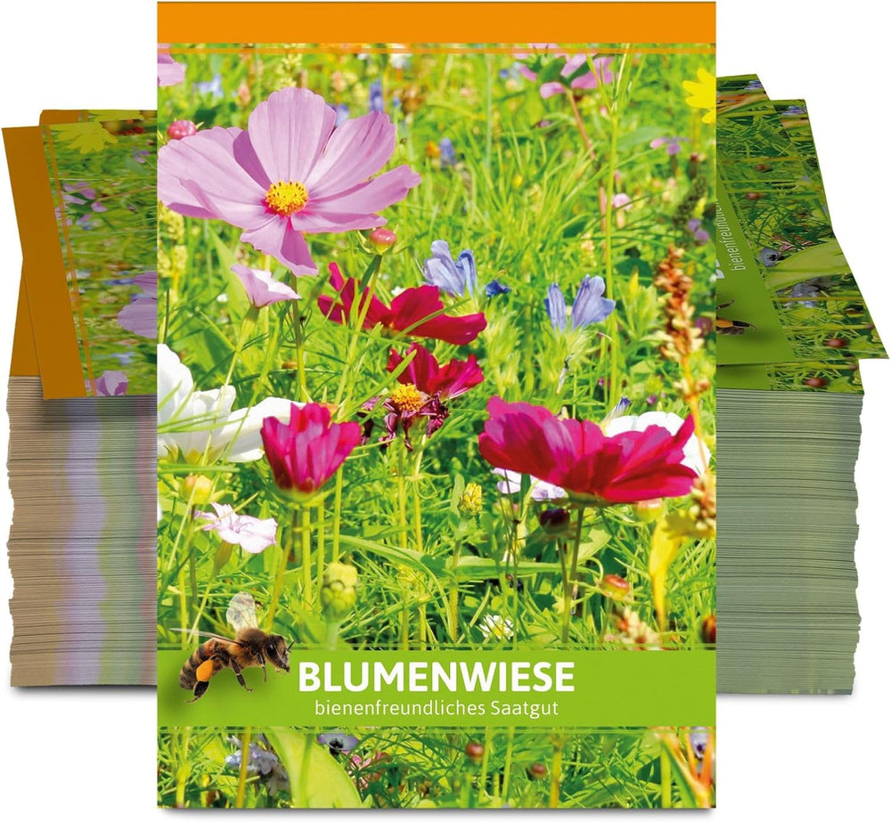 FORTUS Wildblumenwiese Partygeschenke (100 Stück) | Blumensamenmischung für Bienen und Insekten als Dankeschön und Werbegeschenke