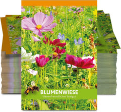 FORTUS Wildblumenwiese Partygeschenke (100 Stück) | Blumensamenmischung für Bienen und Insekten als Dankeschön und Werbegeschenke