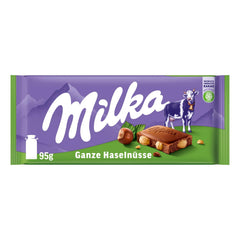 Milka Alpenmilch Schokolade mit ganzen Haselnüssen – Schokolade mit knackigen Nüssen – 17 x 95g