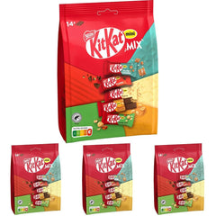 Nestlé Mini Mix Schokoriegel, fünf köstliche Geschmacksrichtungen, 14 Riegel, 4er-Pack (1 Beutel x 197,4 g)