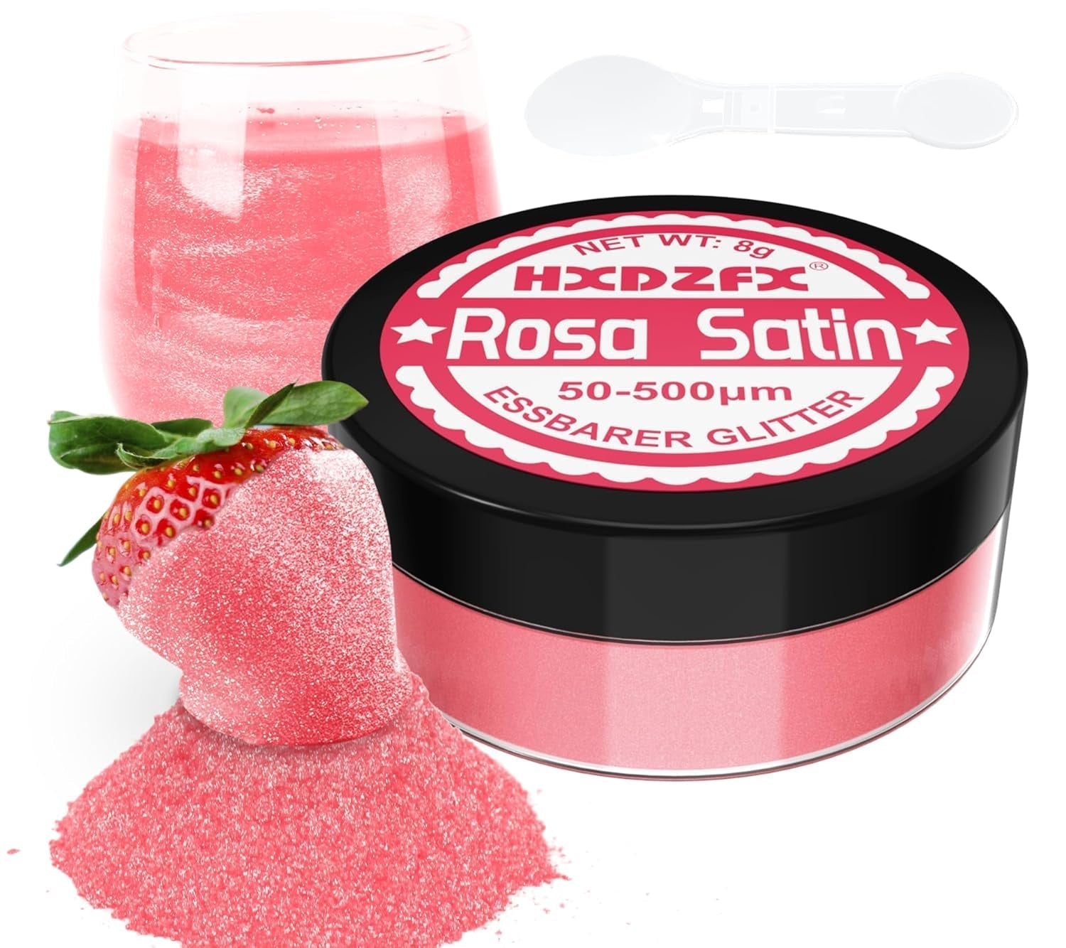 Essbarer Glitzer Für Getränke - Lebensmittelfarbe Pulver, Schimmerndes Glitzerpulver, Lebensmittel Glitzerpuder Für Schokolade, Kuchen, Fondant, Drinks - 8G (Frucht Grün) Naty Shop Fuchsia