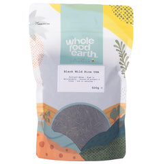Wholefood Earth USA Schwarzer Wildreis – gentechnikfrei – natürlich – vegan – milchfrei – ohne Zuckerzusatz, 500 g