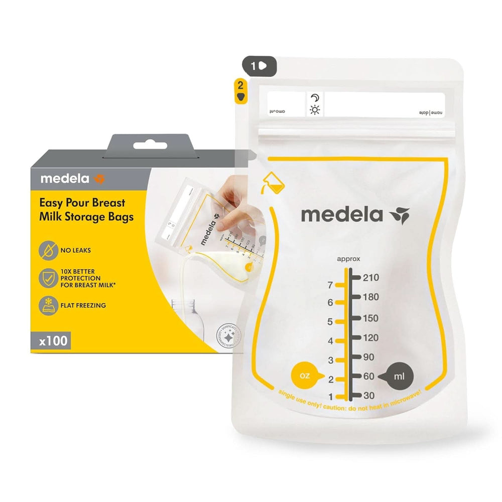 Medela Easy Pour Muttermilchbeutel Zum Einfachen Ausgießen, 100 Stück, 210 ml, Auslaufsichere Einweg-Muttermilchbeutel Mit Überlaufschutz, Stillhelfer Accessories Food and Breastfeeding Bebe Naty Shop 100