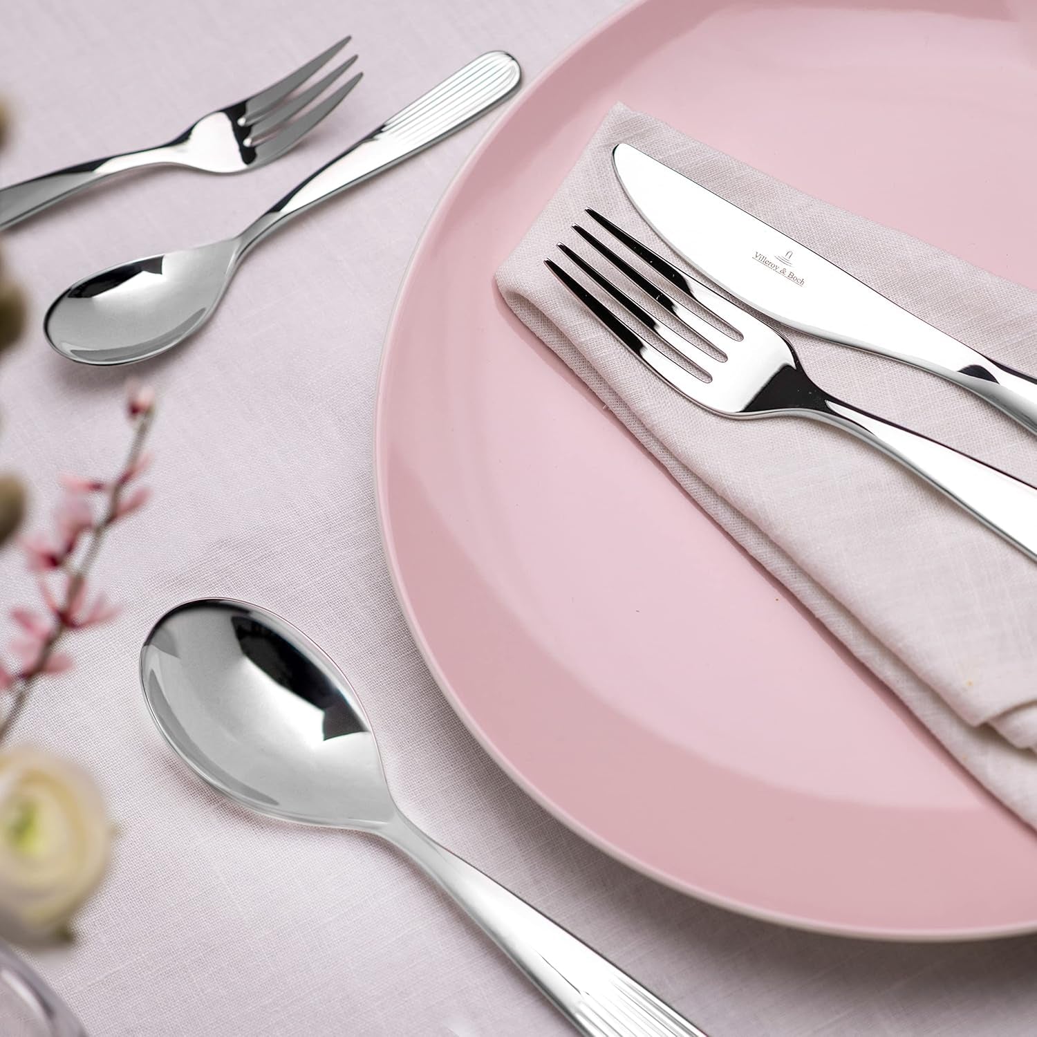 Villeroy & Boch - Set tacâmuri Rose Garden 24 piese, otel inoxidabil Bucatarie Naty Shop