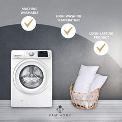 FAM Home Pernă 80X80 Set de 2 Microfibre moi - Pernă 80X80 Suferă de alergii Cu suport optim pentru gât și cap - Pernă interioară Respirabilă Reglarea umidității Antibacteriană Perne ortopedice cervicale Naty Shop