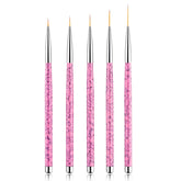 Sularpek Nail Art Liner Pinsel, 5 Stück Profi Detail Fine Nails Gel Nails Brush, Nagel Pinsel Dünn Für Beauty Frauen Nagelstudio (5 Größen, Rosa)