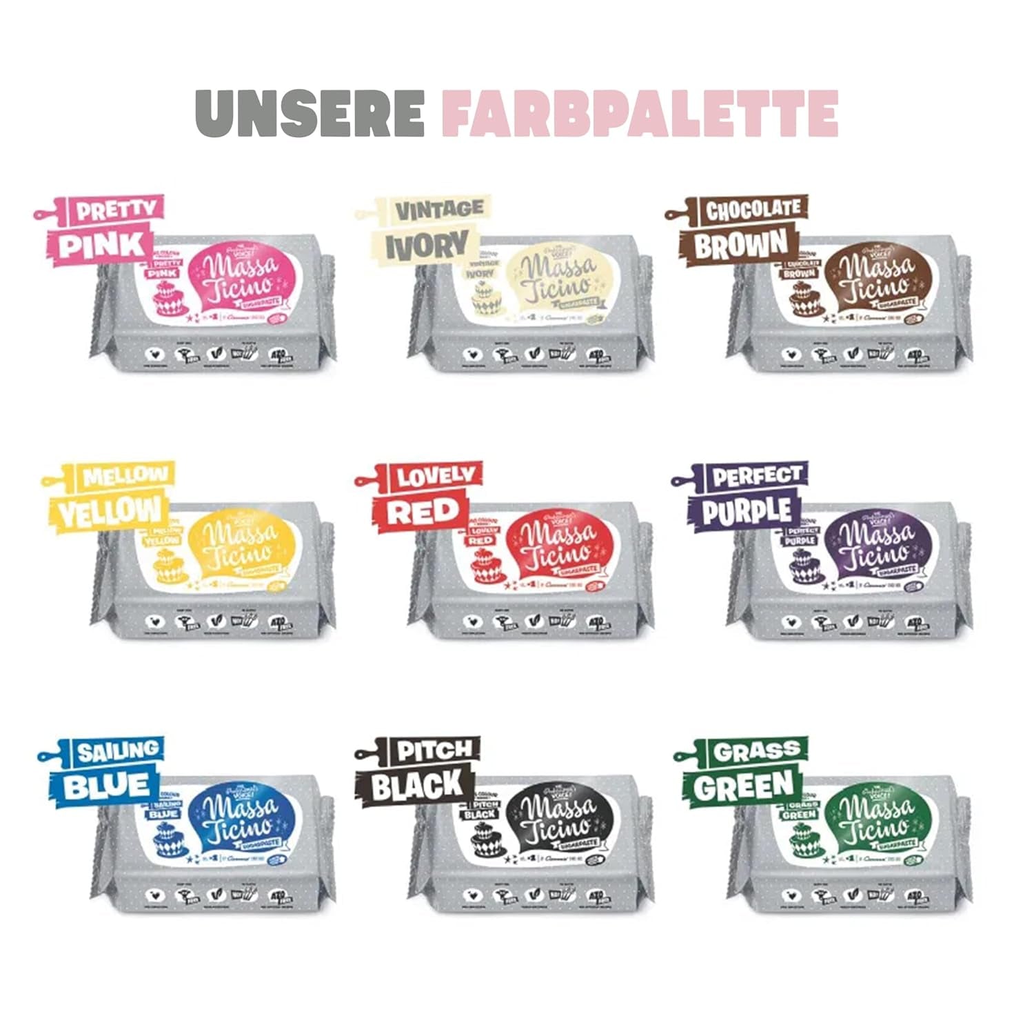 Massa Ticino Fondant White 2x 1kg - Pastă de zahăr premium pentru prăjituri decorative, fondant rulat - perfect pentru prăjituri, modelare și decorațiuni - fondant alb pentru brutari profesioniști și amatori Pasta de zahar Naty Shop