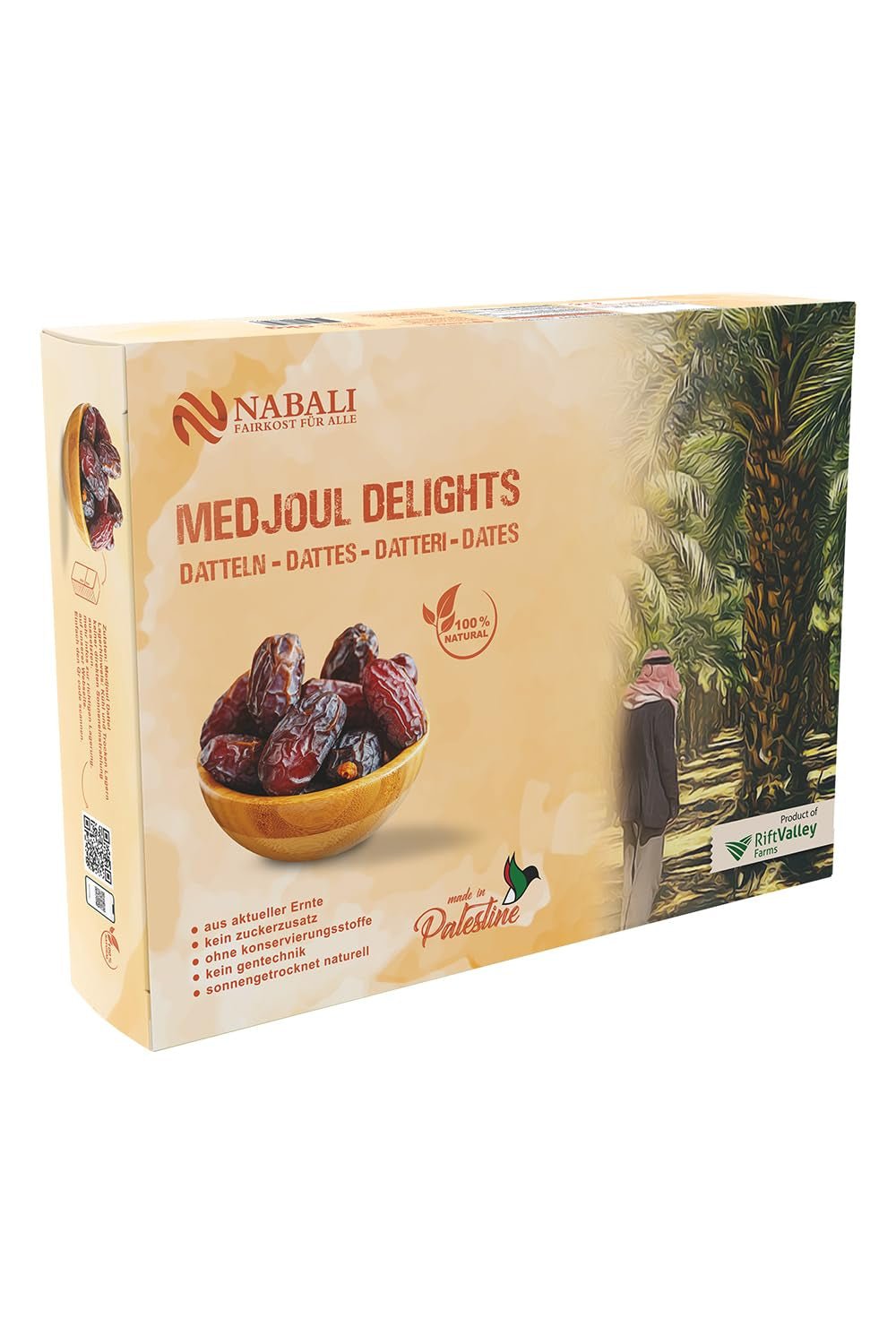 NABALI FAIRKOST 2KG Medjool - Curmale Medjoul Delight Calitate I 100% natural aromat proaspăt și vegan I Curmale Medjool fără conservanți dulci ca mierea și caramelizate (2KG) Produse deshidratate Naty Shop 5 kg (1 pachet)