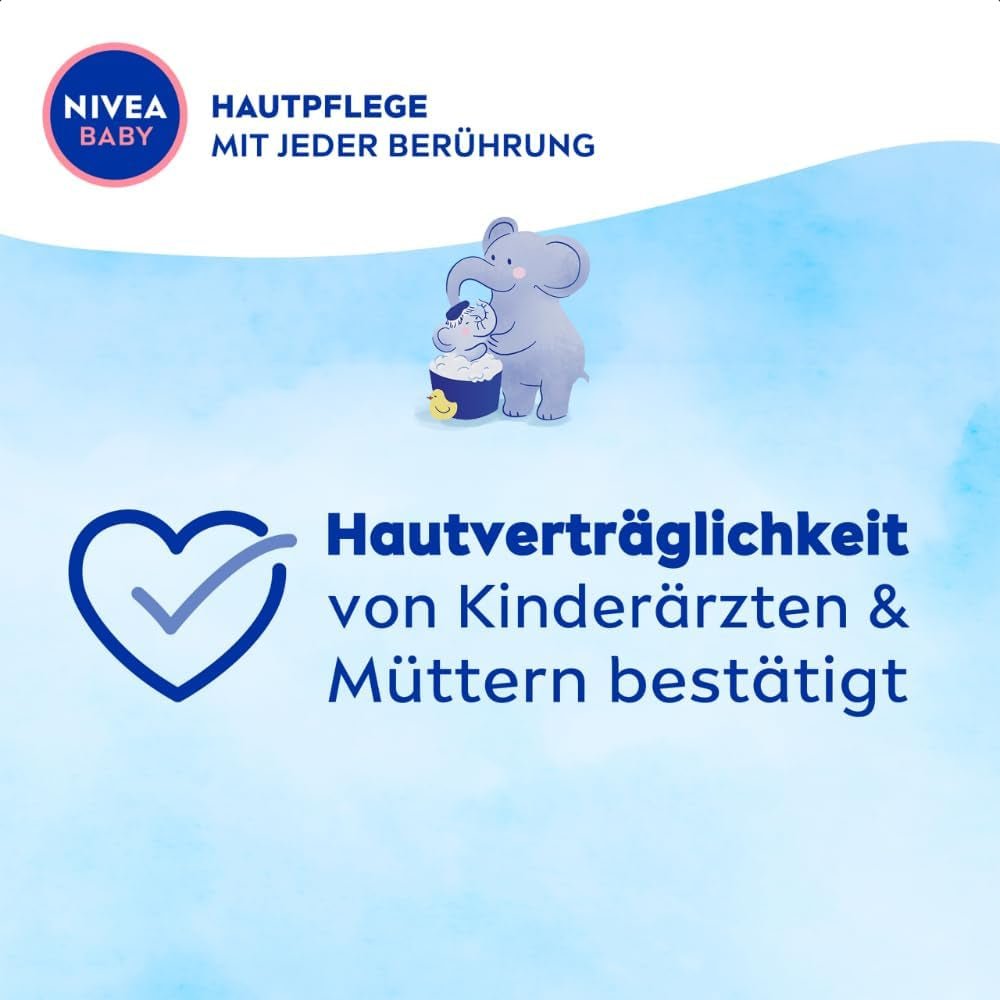 NIVEA BABY head to toe bath & shampoo, șampon blând vegan pentru copii pentru piele și păr cu ulei de migdale, gel de duș relaxant cu formulă hipoalergenică fără parabeni și microplastice (200 ml) Copii - Baie si Skincare Naty Shop