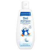 PAEDIPROTECT 2in1 șampon și loțiune de spălare pentru bebeluși și copii 200 ml, curățare delicată și păr fără parfum și microplastice, gelul de duș hidratează pielea uscată și sensibilă, de asemenea pentru adulți Copii - Baie si Skincare Naty Shop Alb 200 Ml (1 pachet)