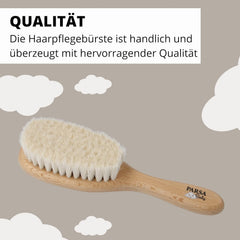 PARSA Beauty perie de păr pentru bebeluși cu păr de capră - perie de păr pentru bebeluși fabricată din lemn de fag certificat FSC® - perie pentru îngrijirea părului fin al bebelușilor - perie pentru bebeluși Copii - Baie si Skincare Naty Shop