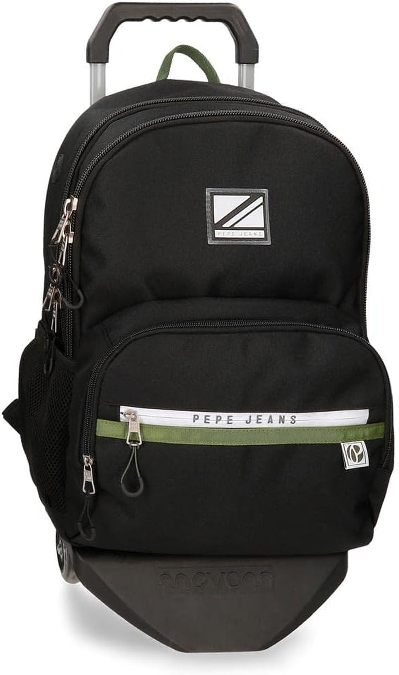 Rucsac Pepe Jeans Luca pentru laptop, compartiment dublu cu troler, 15.6 inch, negru, 31 x 44 x 15 cm, poliester 23.87 l, negru , Rucsac pentru laptop cu compartiment dublu și troler Bagaje și echipament de călătorie Naty Shop Rucsac 46 + cărucior