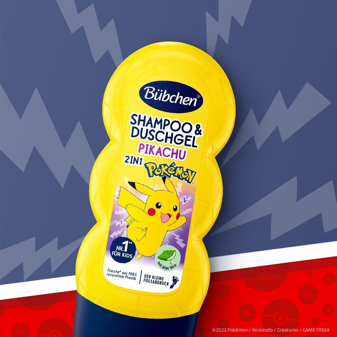 Șampon și gel de duș pentru copii, Pokémon Pikachu Edition, 230 ml (pachet de 3) Copii - Baie si Skincare Naty Shop