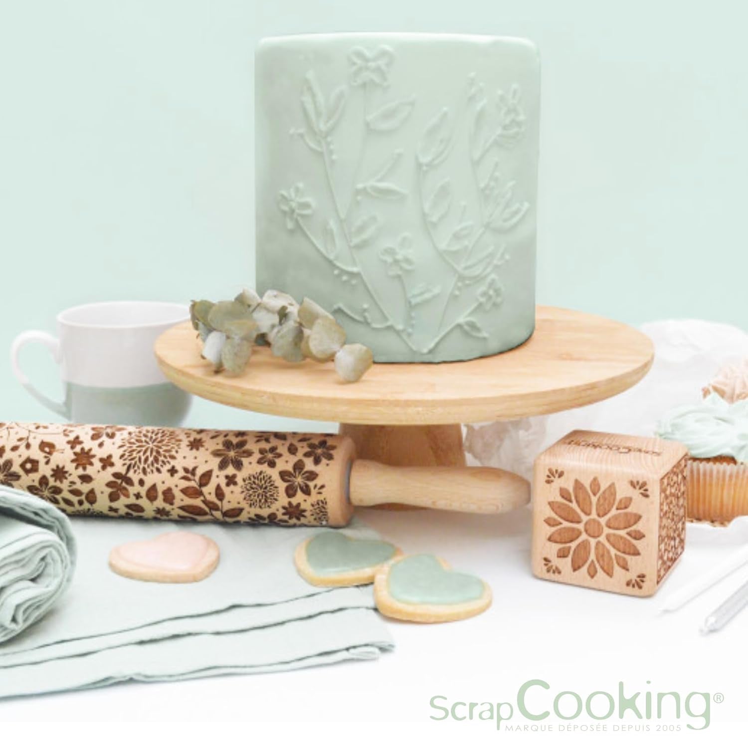 ScrapCooking - Pâte à Sucre Vert Sauge 250g - Colourant d'Origine Naturelle - Sans Gluten, Sans Huile de Palme - Pour Gâteaux, Pâtisseries Anniversaire - Vert Pastel - Fabriquée en France - 7621 Pasta de zahar Naty Shop