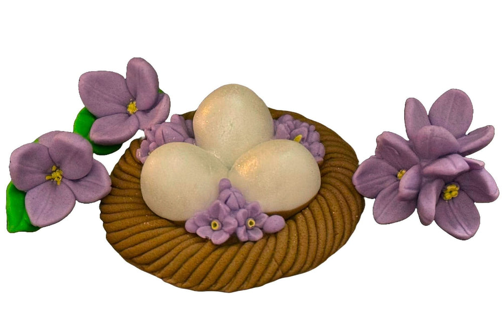 Set mit 4 essbaren Zuckerdekorationen, Nest mit Eiern Zuckerpastendekorationen Nati Shop
