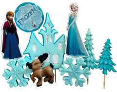 Set mit 9 essbaren Zuckerdekorationen, Frozen Sugar Paste Dekorationen Nati Shop