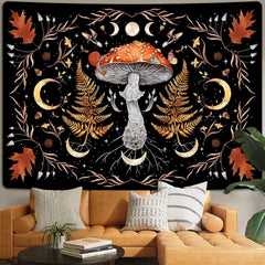 Tapiserie alishomtll vintage mushroom moon maple leaf botanical Casa - Accesorii si Decoratiuni Naty Shop