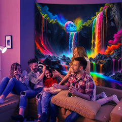 Tapiserie tapiterie cascada planetara fantezie lumina neagra Casa - Accesorii si Decoratiuni Naty Shop
