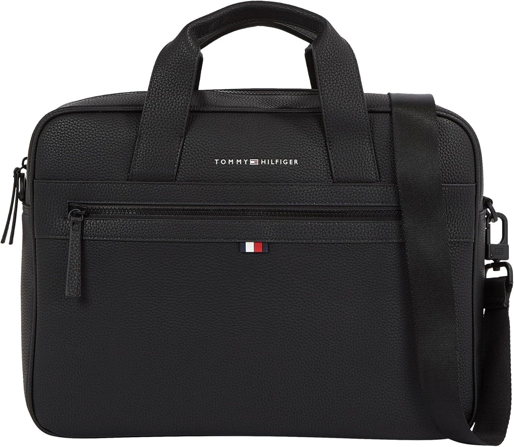 Tommy Hilfiger ESSENTIAL PU COMPUTER BAG geantă laptop pentru bărbați, Black, OS Bagaje și echipament de călătorie Naty Shop Titlu implicit