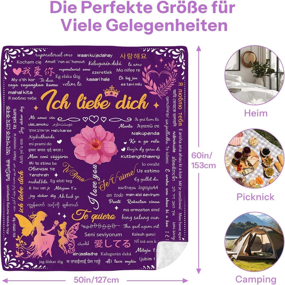 Geschenke für Mama, Jubiläumsgeschenk für Paare, besondere Frauen, Ehemänner, Schwestern und Mütter, Sicherheit, ideal für Muttertag, Valentinstag und Weihnachten, 127 x 152 cm, Betten und Decken, Yasrlvun