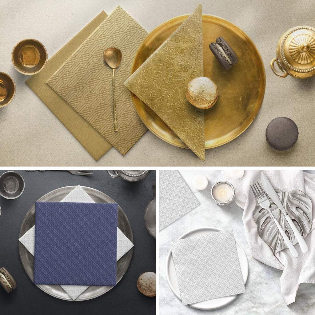 PAW - Șervețele gofrate 3 straturi (33 X 33 Cm) I 20 bucăți I Perfect pentru zile de naștere, petreceri, nunți, comuniuni, sărbători I Decorațiuni de masă Șervețele din hârtie texturată I Inspirație modernă (Hortensia)