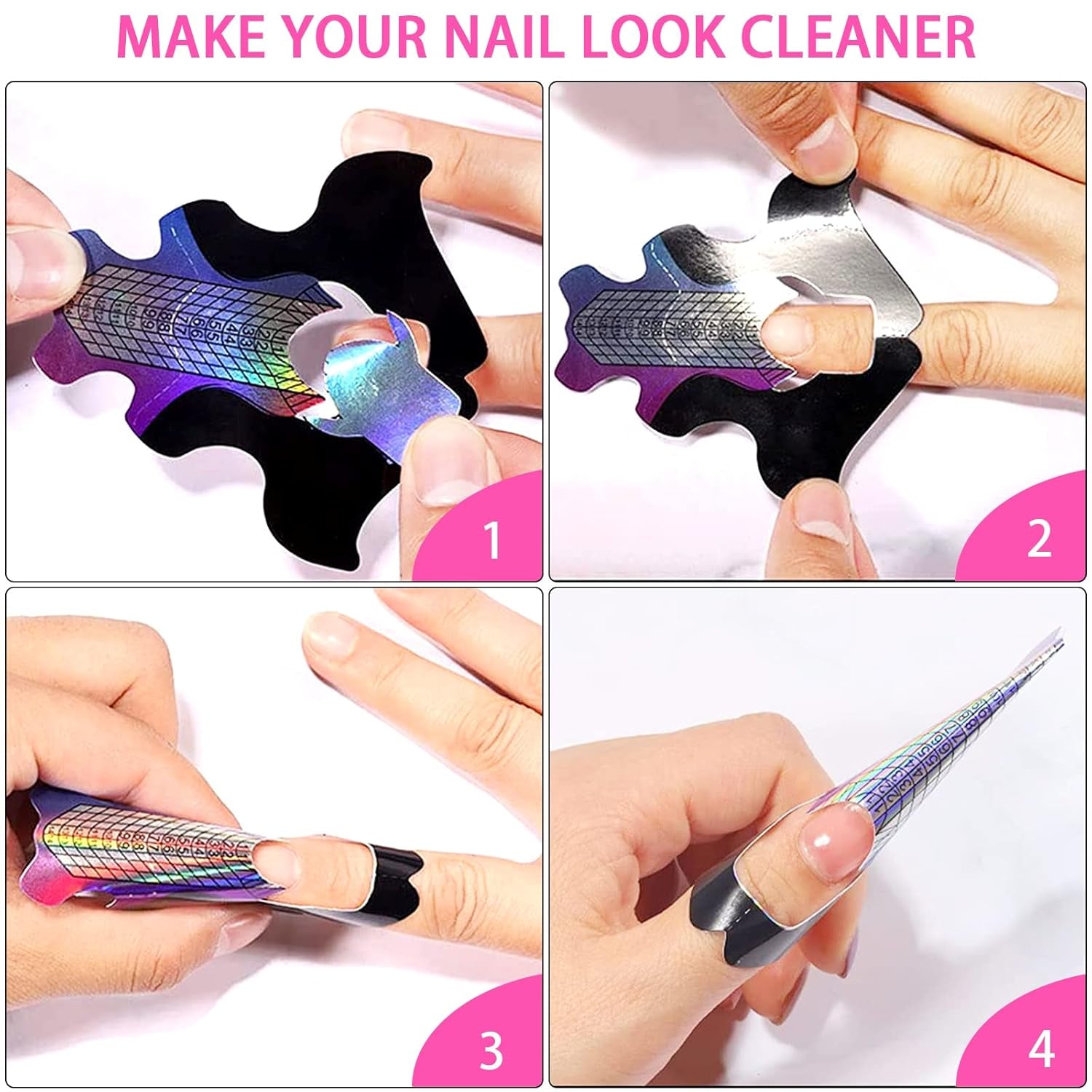 ® 100 de șabloane pentru unghii și 1 foaie cu 24 de dischete adezive transparente pentru unghii, șabloane pentru extensii de unghii, șabloane autoadezive pentru extensii de unghii cu gel, accesorii pentru unghii artificiale